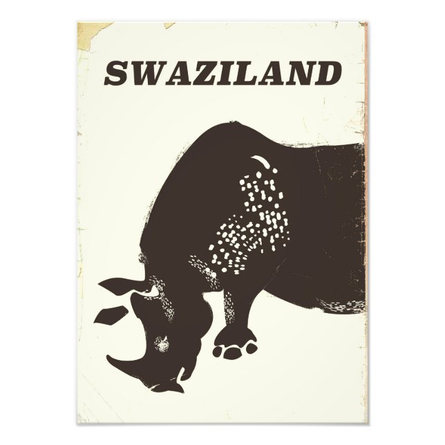 Reseaffisch för Swaziland Rhino vintage stil Fototryck (Framsidan)