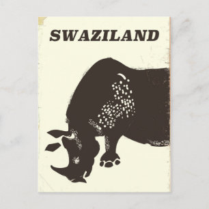 Reseaffisch för Swaziland Rhino vintage stil Vykort