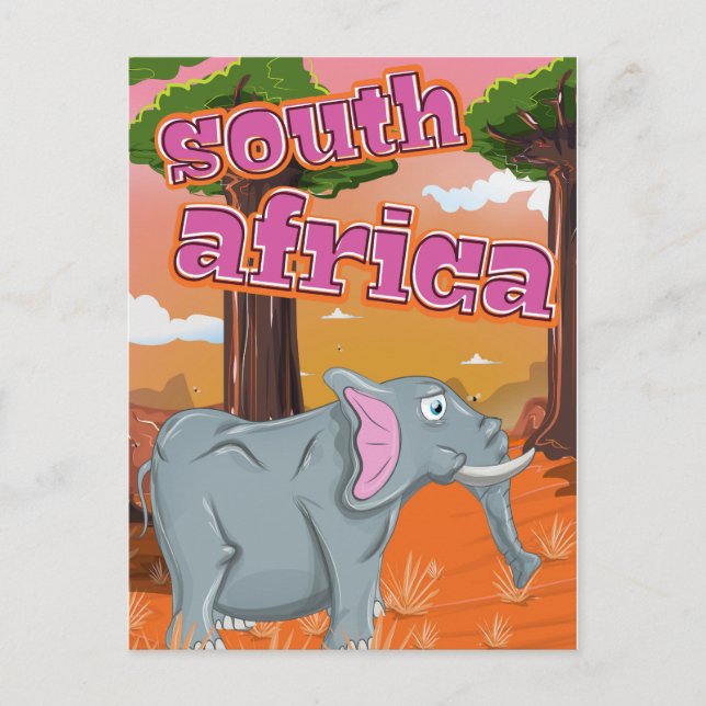 Reseaffisch för syd-Afrika-Tecknad Vykort (Framsida)