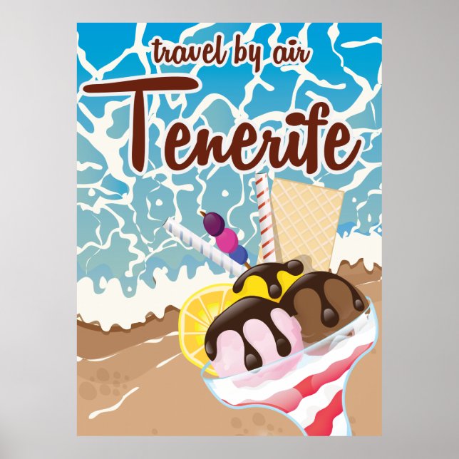 Reseaffisch för Tenerife glass tecknad Poster (Framsidan)