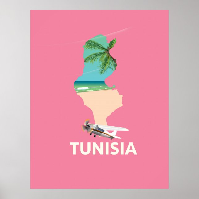 Reseaffisch för Tunisien Karta Poster (Framsidan)