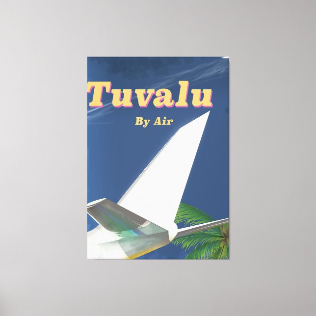 Reseaffisch för Tuvalu Vintage stil Canvastryck (Framsida)