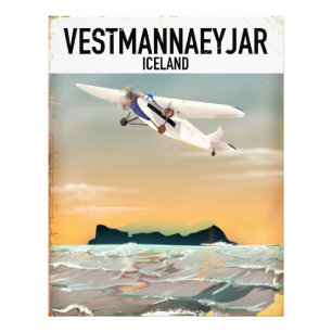 Reseaffisch för Vestmannaeyjar Island. Fototryck