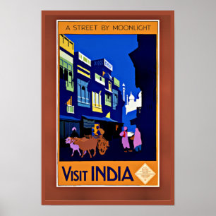 Reseaffisch för vintage Indien Poster