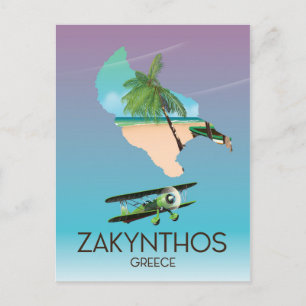 Reseaffisch för Zakynthos Greece karta Vykort
