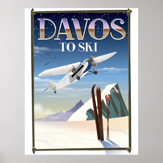Reseaffisch i Davos Schweiz Poster (Framsidan)