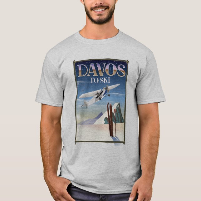 Reseaffisch i Davos Schweiz T Shirt (Framsida)