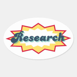 Research Sticker, comic book pop design Ovalt Klistermärke