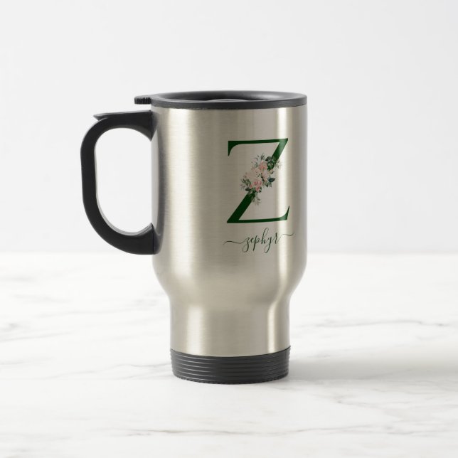 Resebarrmugg Monogram blommig med namn Resemugg (Vänster)