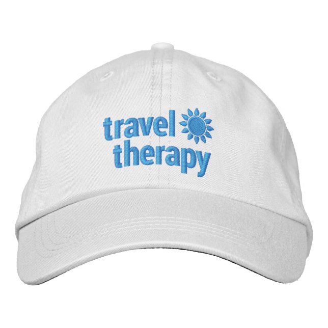 Resebehandling broderade Hat White och Blue Broderad Keps (Framsida)