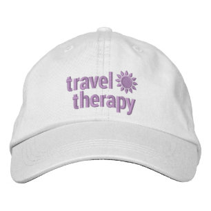Resebehandling Broiderade hat i White & Lavender Broderad Keps