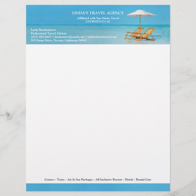 Resebyrå Letterhead Brevhuvud (Framsida)