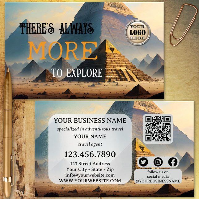 Resebyrå QR-kod Visitkort (Adventure travel agency business card)