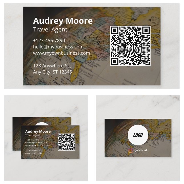Resebyrå QR-kod Visitkort (Travel Agent QR Code Business Cards)