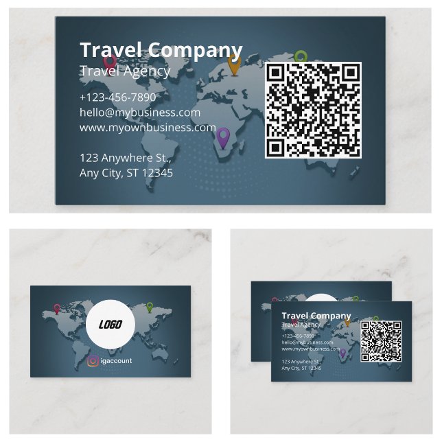 Resebyrå Världskarta Visitkort (Travel Agency World Map Business Cards
)