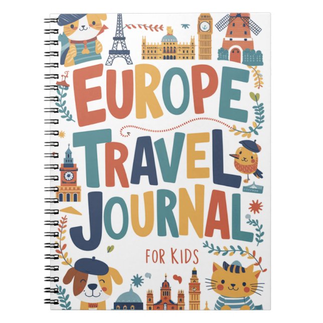 Resedagbok för barn i Europa Anteckningsbok (Framsidan)