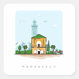 Resedekaler för Marrakech Marocko Fyrkantigt Klistermärke