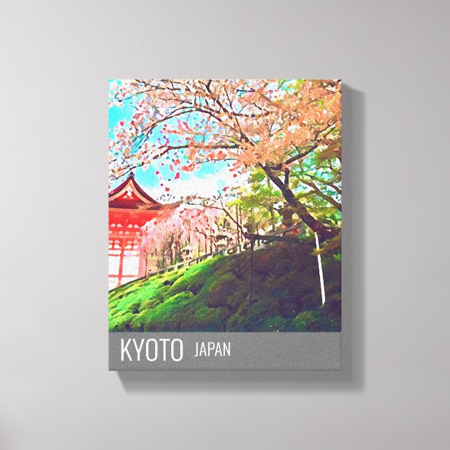 Resefotografi för Kyoto Japan Cherry Blommar Canvastryck (Framsida)