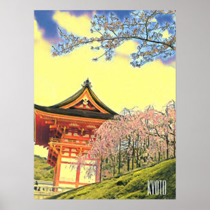 Resefotografi för Kyoto Japan Cherry Blommar Poster