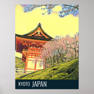 Resefotografi för Kyoto Japan Cherry Blommar Poster