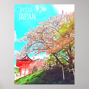 Resefotografi för Kyoto Japan Cherry Blommar Poster
