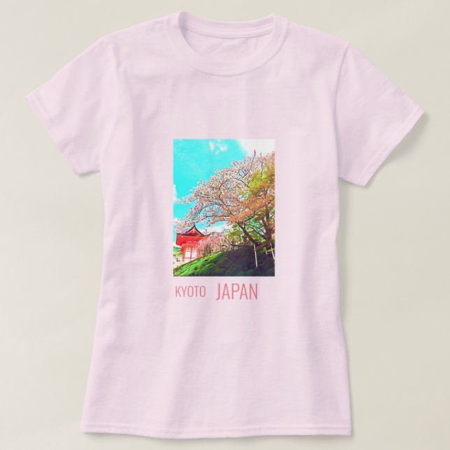 Resefotografi för Kyoto Japan Cherry Blommar T Shirt (Design framsida)