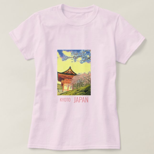 Resefotografi för Kyoto Japan Cherry Blommar T Shirt (Design framsida)
