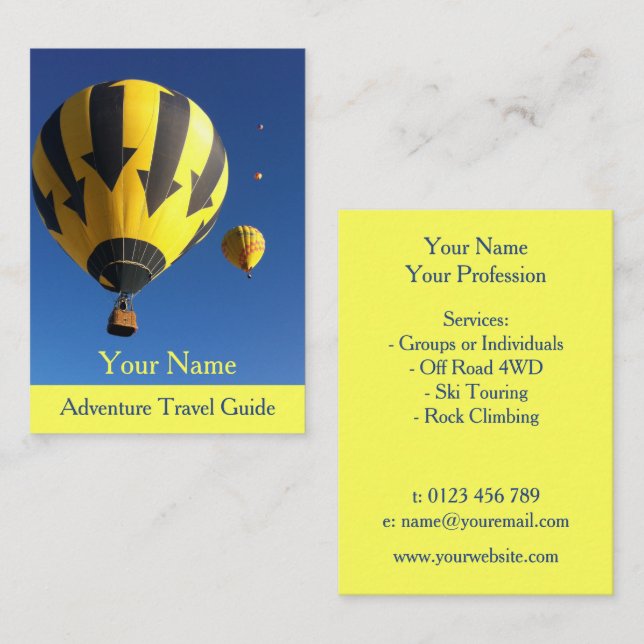 Reseguide för äventyr visitkort (Fram/baksida)