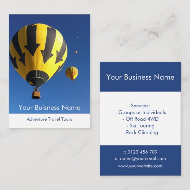 Reseguide för äventyr visitkort (Fram/baksida)