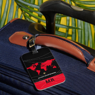 Reseidentifierare för Red World Map internationell Bagagebricka