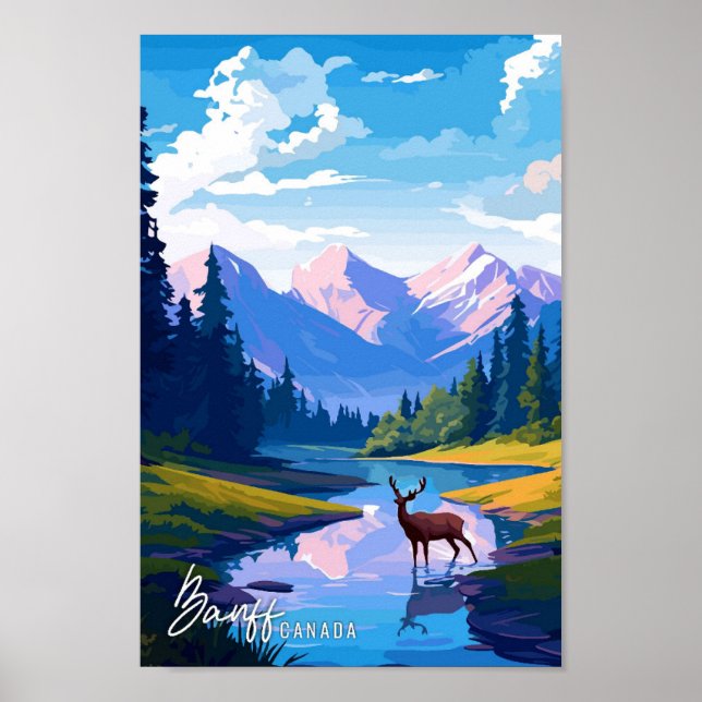 Reseillustration för Banff National Park Canada Poster (Framsidan)