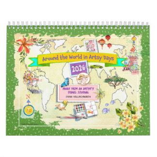 Resekalender för vattenfärg Värld runt 2026 Kalender
