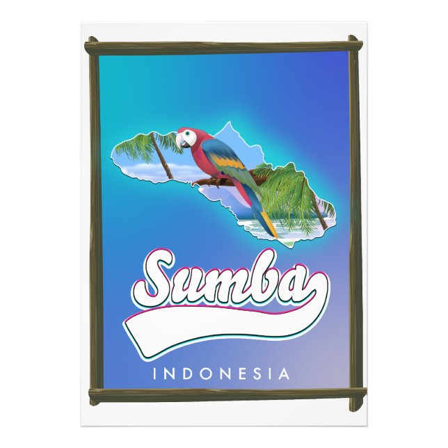 Resekarta för Sumbaön Indonesien Fototryck (Framsidan)