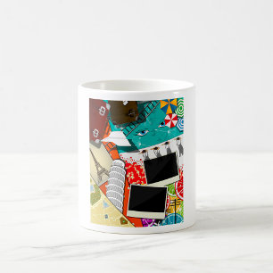 Resekollage med Iconic Landmarks Vacation Kaffemugg