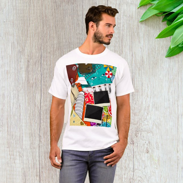 Resekollage med Iconic Landmarks Vacation T Shirt (Skapare uppladdad)