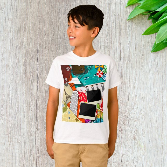 Resekollage med Iconic Landmarks Vacation T Shirt (Skapare uppladdad)