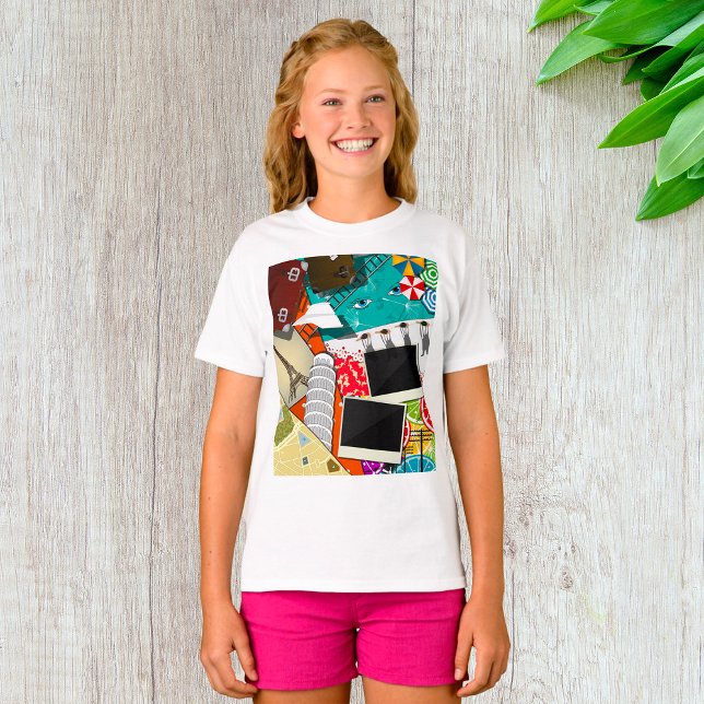 Resekollage med Iconic Landmarks Vacation. T Shirt (Skapare uppladdad)