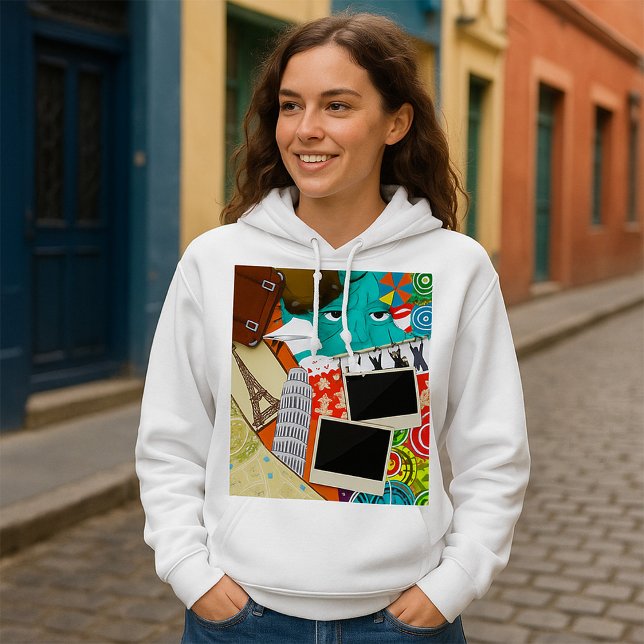Resekollage med ikoniska landmärken Semester  T Shirt (Skapare uppladdad)