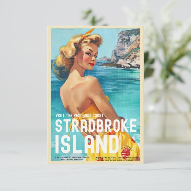 Resekort för vintage Stradbroke Island (Stående Fram)