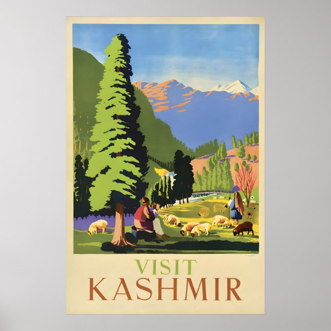 Resemalj Reklamera Besök Kashmir Poster (Framsidan)