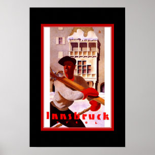 Resemalj Väggdekor Innsbruck Tyrolen Skidåkning Poster