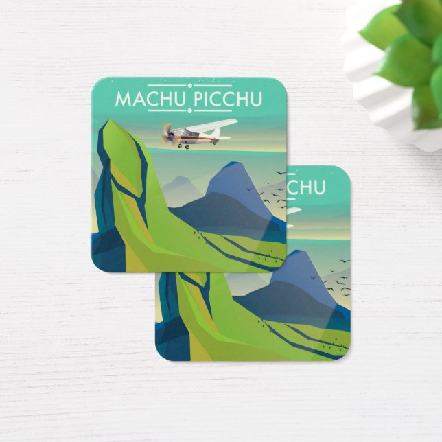 resemalloj för machu picchu flyg fyrkantigt visitkort (Skivbord)