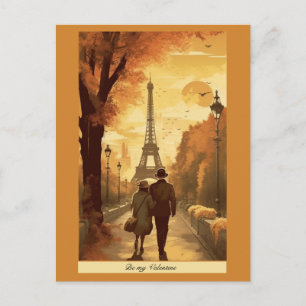 Resemålning affisch, Romantik i Paris anpassningsb Vykort