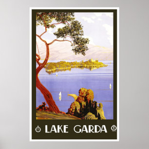 Resemålning Affisch Vintage Lake Garda Italien