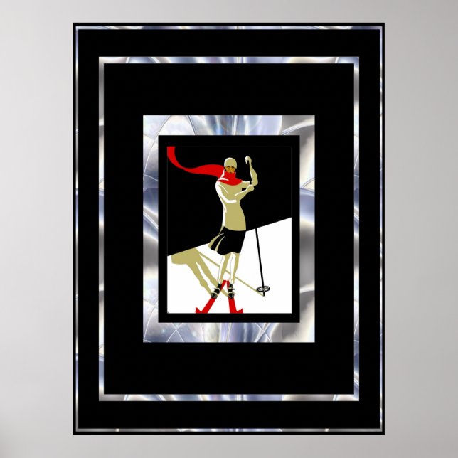 Resemålning Affisch Vintage Saint Croix Skidåkning (Framsidan)