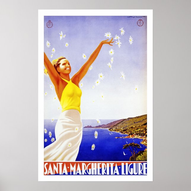 Resemålning affisch Vintage Santa Margherita Itali (Framsidan)
