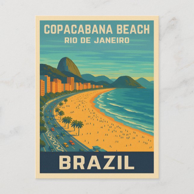 Resemålning i Rio de Janeiro Copacabana Strand Vin Vykort (Framsida)