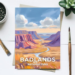 Resemålning till Badlands National Park South Dako Vykort