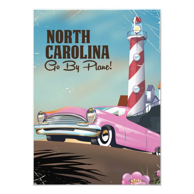 Resemålning till North Carolina fyr Fototryck (Framsidan)