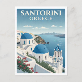 Resemålning till Santorini i vintage-stil Vykort